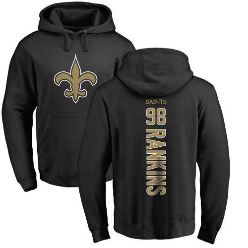 Men New Orleans Saints Black Sheldon Rankins Backer NFL Football #98 Pullover Hoodie Sweatshirts->nfl t-shirts->Sports Accessory